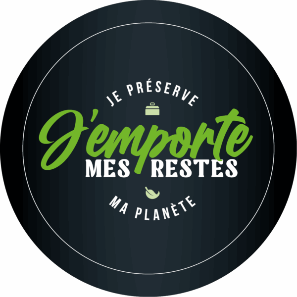 Vitrophanie professionnelle pour promouvoir la doggy bag française j'emporte mes restes