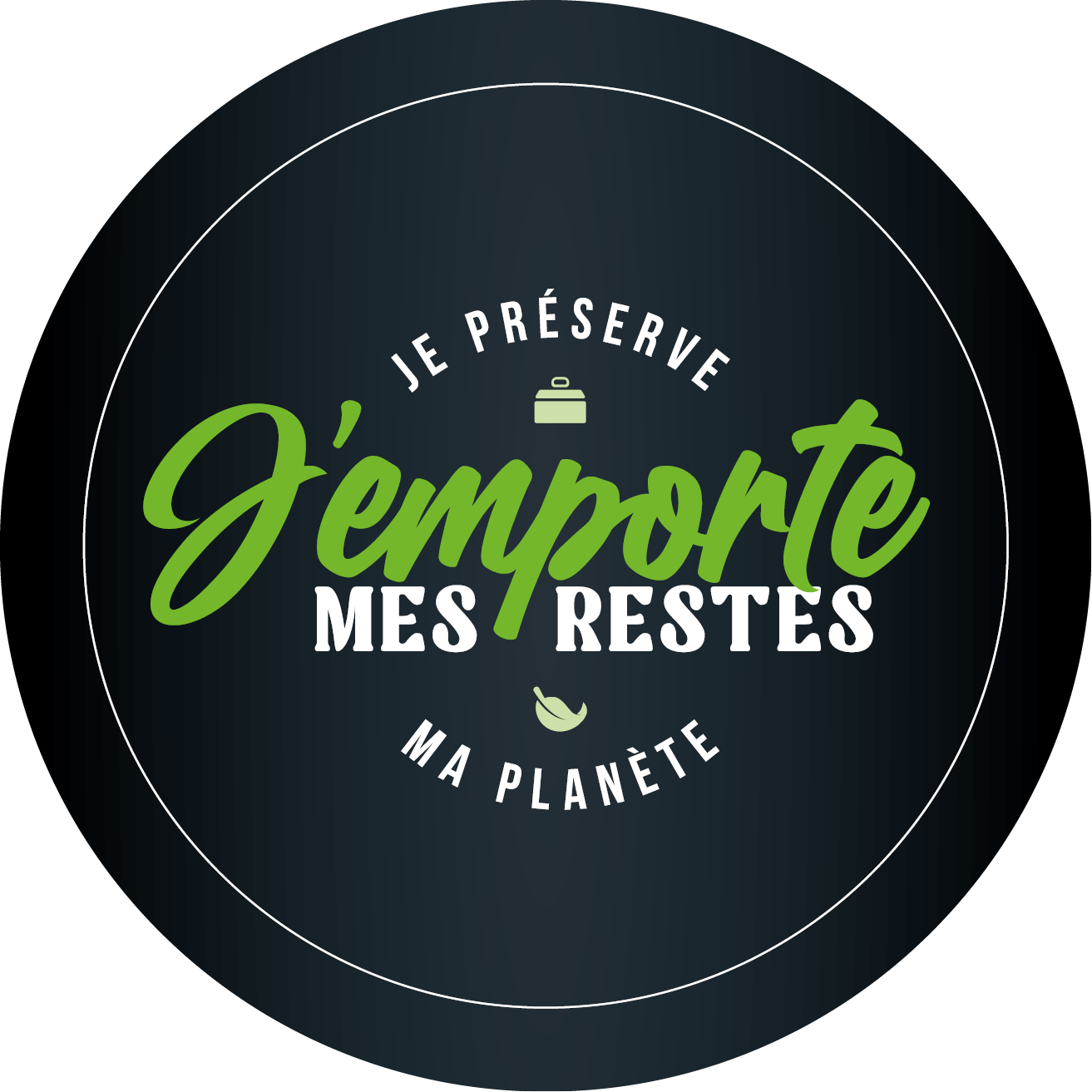 Vitrophanie professionnelle pour promouvoir la doggy bag française j'emporte mes restes