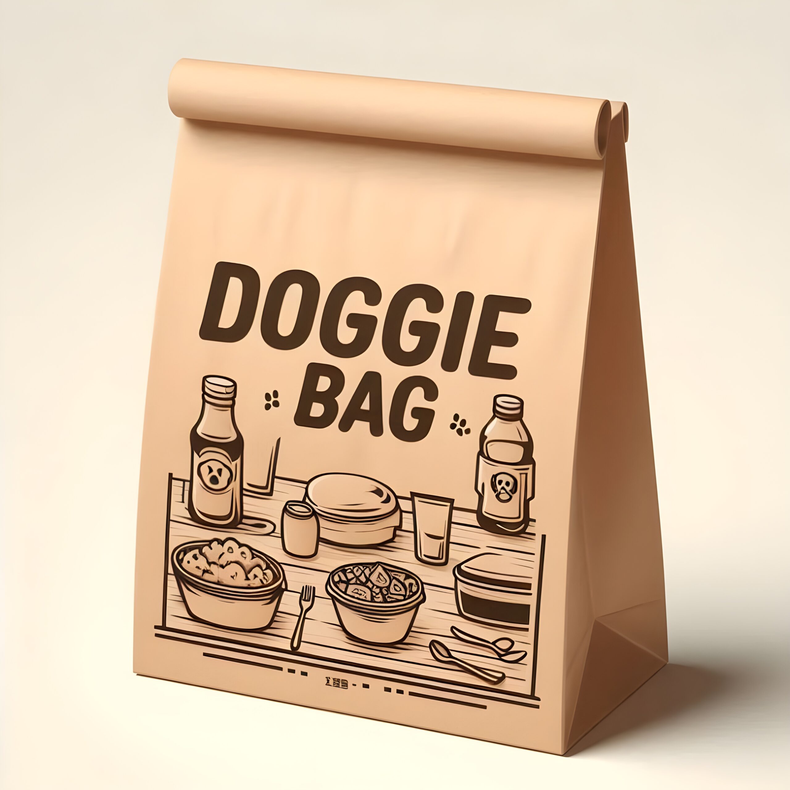 Origine du mot doggy bag – illustration d’un sac pour emporter les restes d’un repas au restaurant